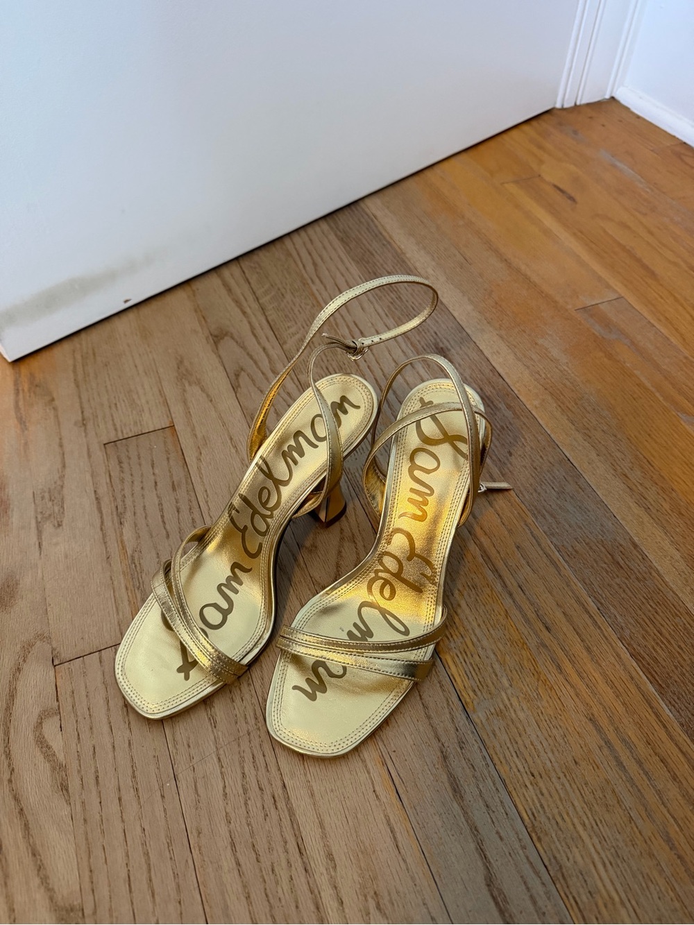 Sam Edelman Metallic Gold Strappy Slingback Heels